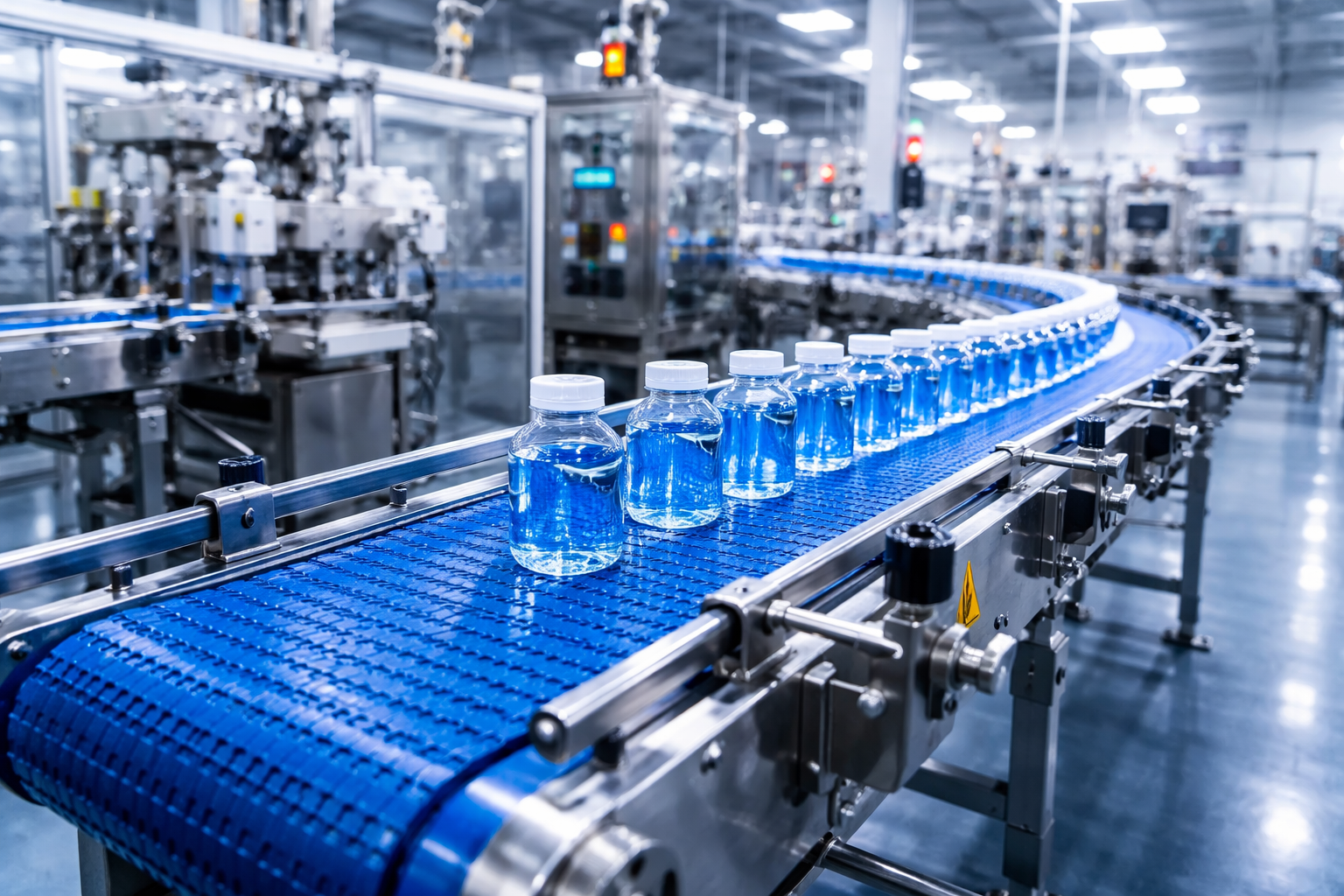 Línea industrial con bandas transportadoras